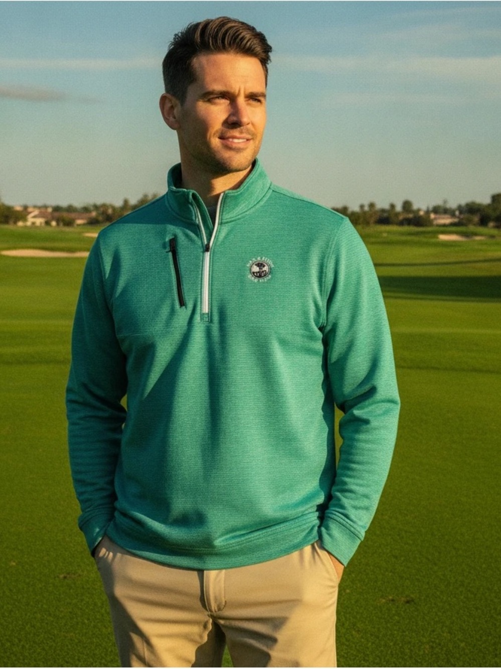 FootJoy Men's Performance Quarter Zip Pullover in Green. Size XL #Pebble Beach
